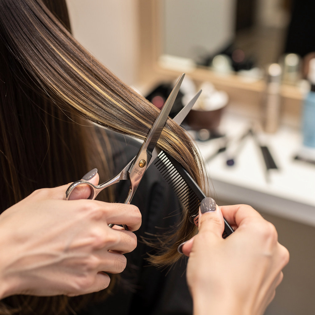 Justo's Beauty Salon stylist demonstrating professional hair care and commitment to client satisfaction in Santa Barbara